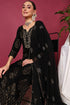 Plus Size Black Viscose Rayon Solid Woven Design Straight Suit Set